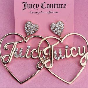 Juicy Couture Rhinestone Heart Large Earrings